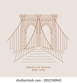 Handgezeichnete New York Brooklyn Bridge Illustration in Vector.