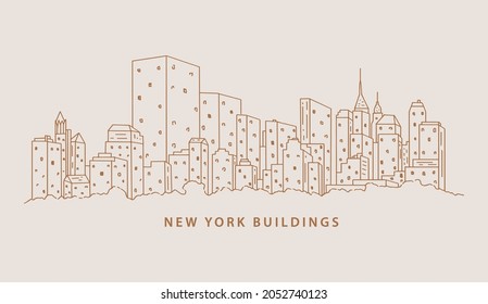 Hand Drawn New York Building Illustration Drawing in vector.