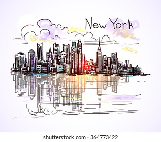 Hand drawn New York sketch for your design