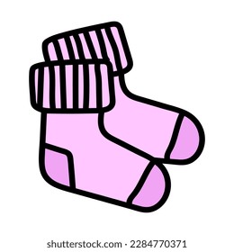 Hand drawn newborn baby socks. Vector illustration.
