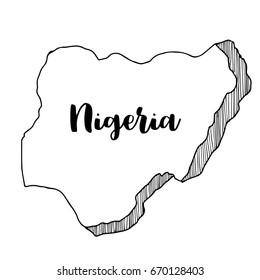 Hand drawn of Nigeria map, vector illustration