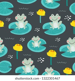 Hand drawn nimphaea vector seamless pattern. Fresh summer vector print for home decor