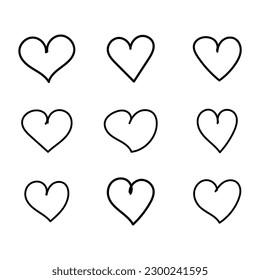 Hand Drawn Nine Heart Set