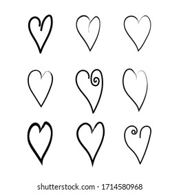 Hand Drawn Nine Set Heart