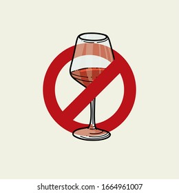 Hand drawn No alcohol sign - Glass of red wine