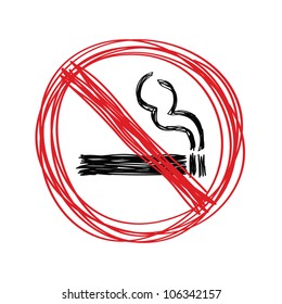 Hand drawn no smoking on white