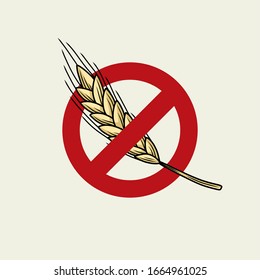Hand drawn No wheat sign