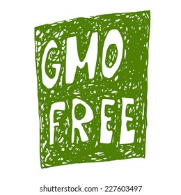 hand drawn non gmo label over white background, vector illustration eps10
