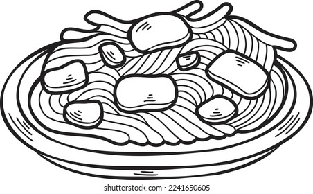 Hand Drawn noodle Chinese and Japanese food illustration isolated on background