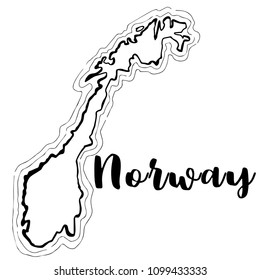 Hand drawn Norway map sketch,vector illustration