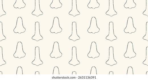 Hand drawn nose seamless pattern vector illustraion. Face part rough line doodle element repeat ornament. Design for background, textile, fabric and wrapper.