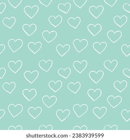 Hand drawn Nostalgic Heart background vector. Seamless, pattern. Hand drawn crayon hearts. 