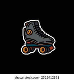 Hand drawn, not by AI! Original vector illustration. A contour icon. Vintage roller skates.