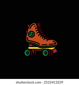 Hand drawn, not by AI! Original vector illustration. A contour icon. Vintage roller skates.