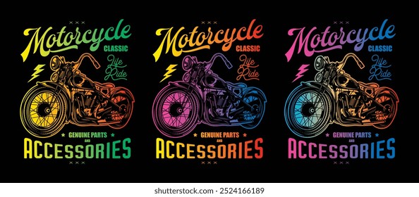 Mão desenhada, não por AI! Design de camiseta ou cartaz com uma ilustração de uma motocicleta antiga. Ilustração vetorial original em estilo vintage.