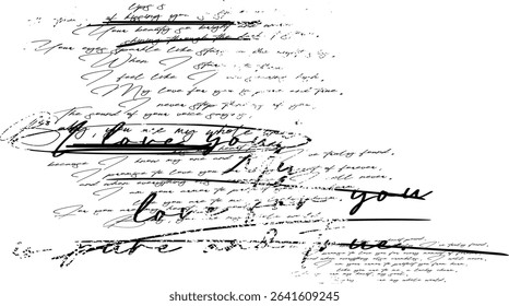 hand drawn note, Abstract text seamless pattern handwritten, Illegible handwriting template. ink spilled handwritten letter pattern, messy handwriting, illegible.eps8