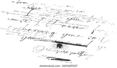 hand drawn note, Abstract text seamless pattern handwritten, Illegible handwriting template. ink spilled handwritten letter pattern, illegible, messy handwriting.eps8