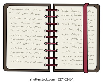 Hand drawn note book isolated on white, vector illustration