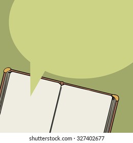 Hand drawn note book with speech bubble, vector illustration