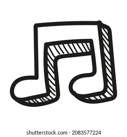 Icono de nota dibujada a mano en estilo doodle aislado.