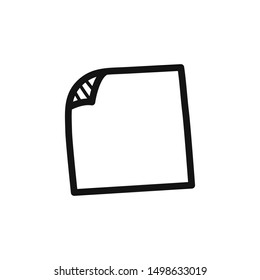 Hand drawn note paper with glaring metallic clip isolated on a white. Vector illustration.