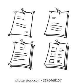 hand drawn note paper with push button in doodle style