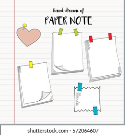 Hand drawn of note papers , vector illustration