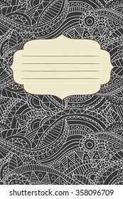 Hand drawn notebook cower, paint in doodle style