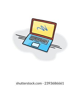 hand drawn notebook. doodle laptop concept. color laptop
