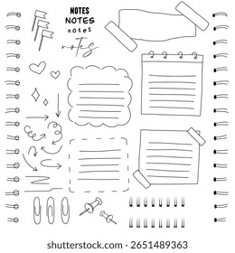 Conjunto de Vetores de Adesivos de Nota Digital para Organização do Diário do Planejador