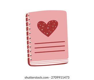 Hand drawn notebook with a heart on the cover in a cute minimal style. Perfect for Valentine’s Day designs, planners, stickers, cards and romantic illustrations.