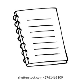 hand drawn notebook icon for notes writing planning and office stationery minimal style