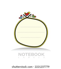 
Handgezeichnete Notebook-Etiketten, Tagebuch- und Planerdesign-Konzept
