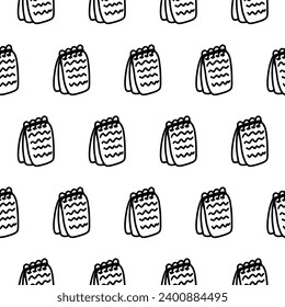 Hand drawn notebook seamless pattern. Doodle outline pattern with notebook. Scribble notebook wrapper, wallpaper for school design, textiles, decoration, freelance. Adult, kids notebook coloring page