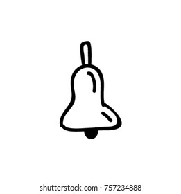 Hand Drawn Notification Bell Icon. Isolated on White. Vector illustration.