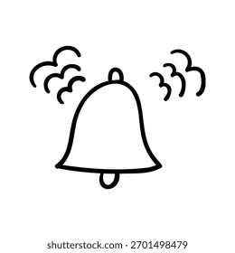 Diseño de icono de Vector de elemento de contorno de campana de notificación dibujado a mano. Concepto de alerta y recordatorio.