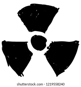 Hand drawn nuclear icon. Warning sign of nuclear danger for mobile, infographic, website or app.