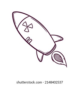 hand drawn nuclear missile doodle illustration