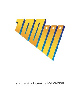 hand drawn number 100 and bar charts. hand drawn number 100 concept