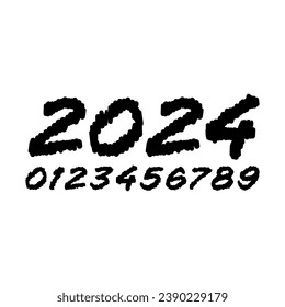 número dibujado a mano 2023. números de matemáticas dibujados a mano 0-9. garabatos 0-9 números