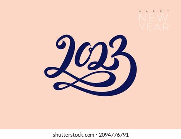 Hand drawn number 2023. Textured 2023 logo for card, postcard, calendar, promotion, sale design template. Happy New Year symbols. Vector elements, isolated on white background.