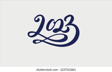 Hand drawn number 2023. Textured 2023 logo for card, postcard, calendar, promotion, sale design template. Happy New Year symbols. Vector elements, isolated on white background.