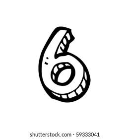 hand drawn number 6