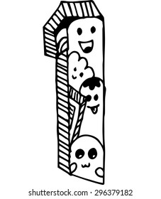 hand drawn number doodle of illustration
