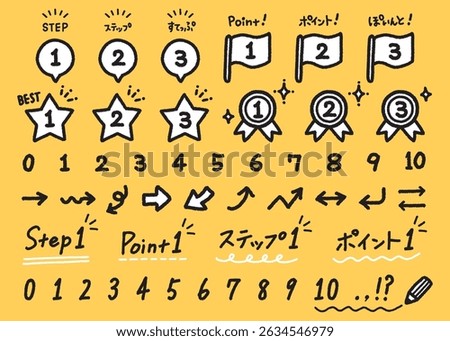 Hand drawn number icon set