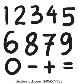 Hand drawn number on white background. vector illustration.