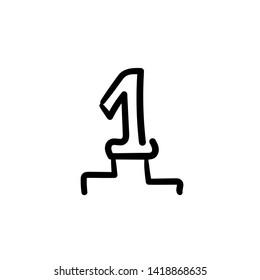 Hand drawn number one. Simple vector icon
