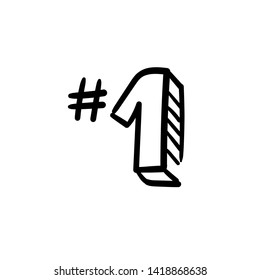 Hand drawn number one. Simple vector icon