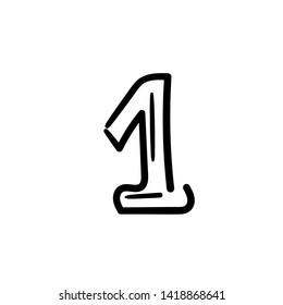 Hand drawn number one. Simple vector icon