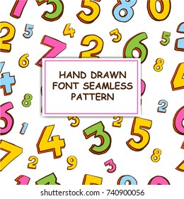 Hand Drawn Number Seamless Pattern or Alphabet background vector illustration eps.10